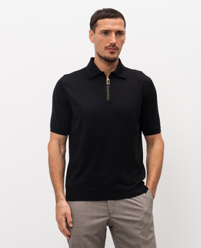 Stefano Ricci Black polo with silk K616440Z35F26109