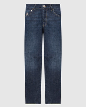 Brunello Cucinelli Blue jeans with logo patch and emblem ME645X1290