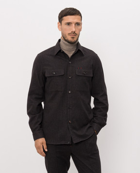 ISAIA Dark brown wool and cashmere shirt OSH009P9040