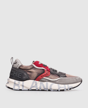 Voile Blanche CLUB01 vintage-effect combination sneakers 2017465130B01