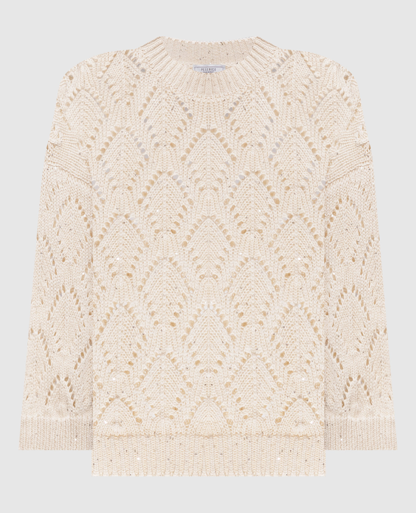 Beige openwork jumper with sequins