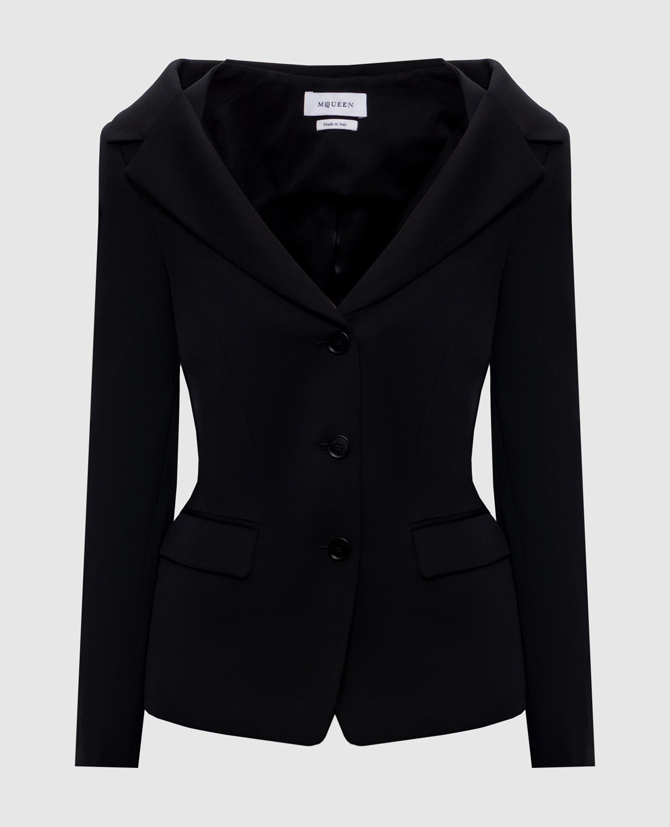Black wool jacket with open shoulders