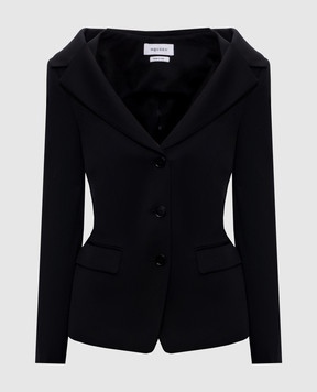 Alexander McQueen Black wool jacket with open shoulders 865434QJAAC