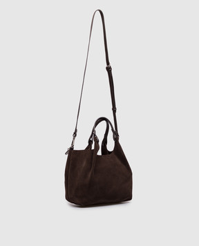 Gianni Chiarini Dua brown suede tote bag with logo patch BS9799CMPL