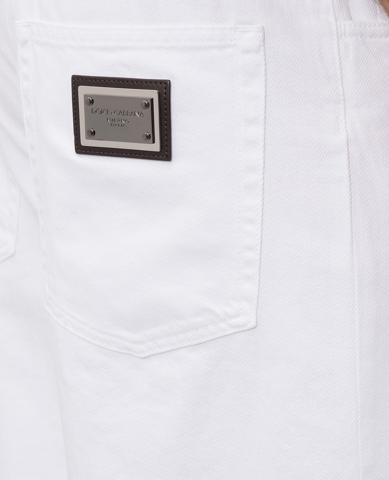 

White jeans with logo plate Dolce&Gabbana