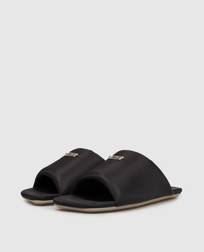 Maison Margiela MM6 Black flip-flops with textured emblem S66WP0125P7705