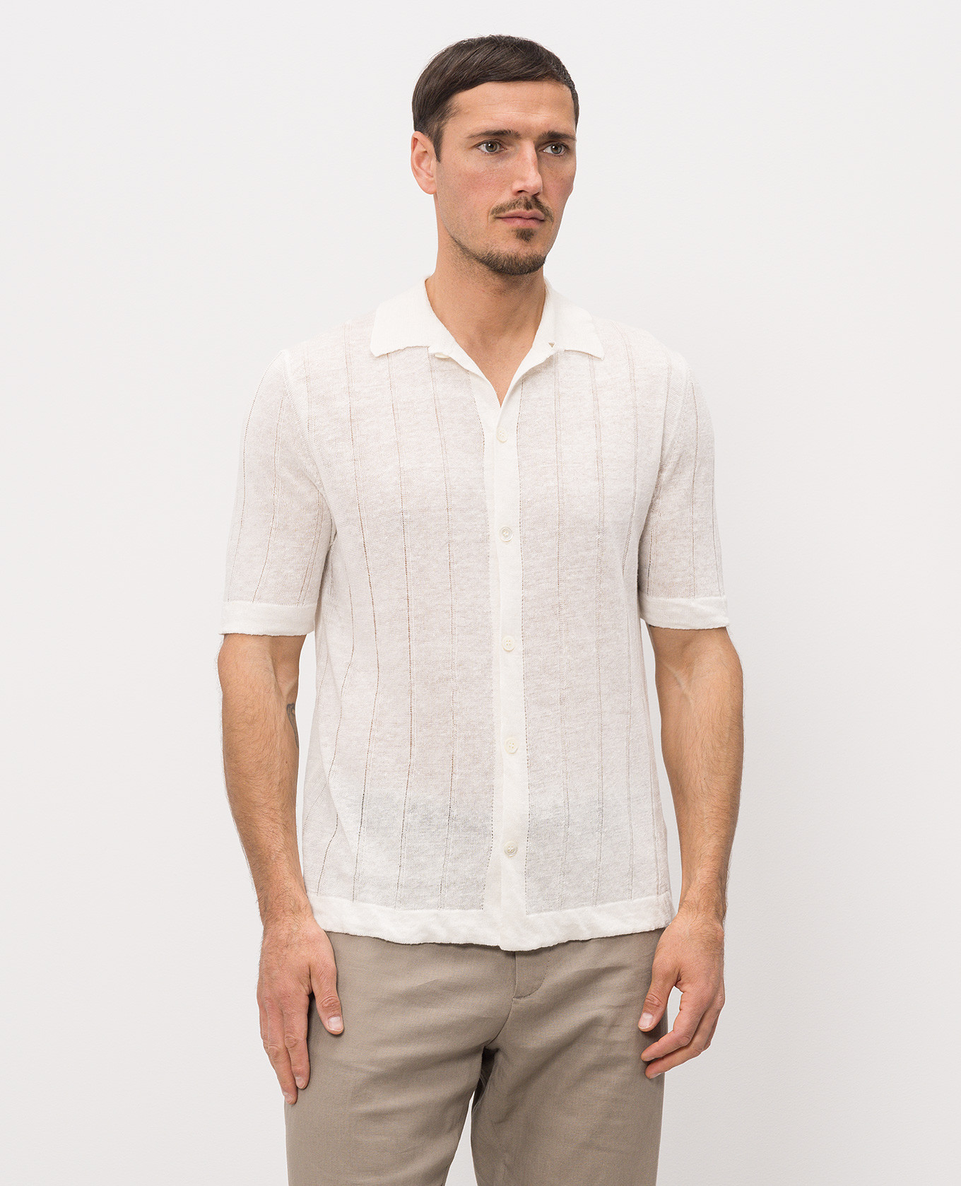 

Ivory linen knitted shirt Morgano, Beige