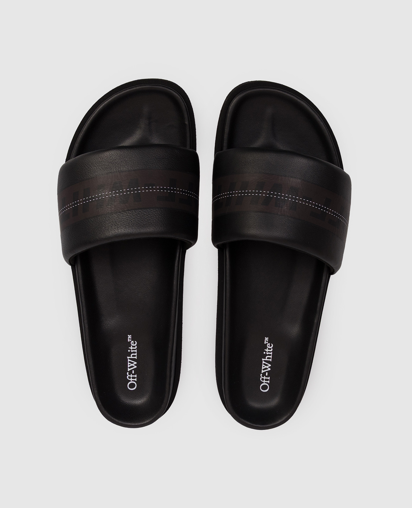 Black Industrial Leather Flip Flops Off-White 4