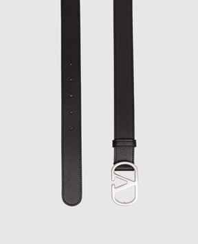 Valentino Black leather belt with emblem 8Y2T0SM3UPC