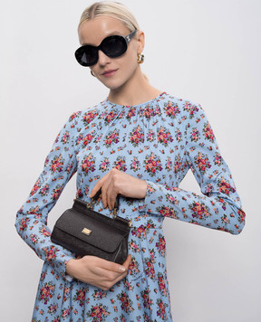 Dolce&Gabbana Sicily black leather bag with logo plate BB7116B1001