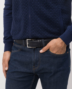 Cashmere&Whiskey Blue leather belt DEER