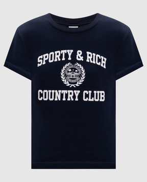 Sporty & Rich Blue t-shirt with logo print TO11176218BL106