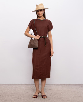 Brunello Cucinelli Brown dress with linen MH126AHB51