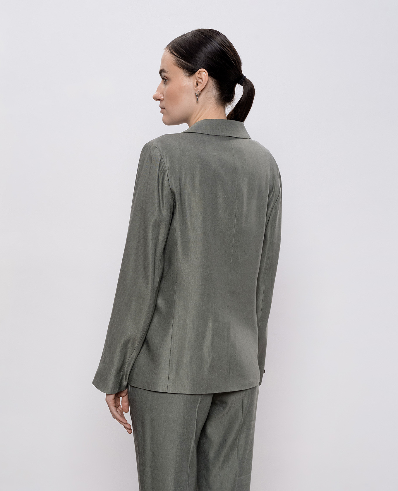 

Green linen jacket with branded patch Peserico