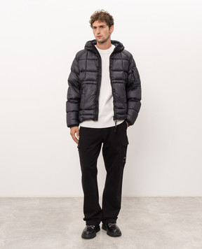 C.P. Company Blue down jacket with logo patch MOW702A110416A