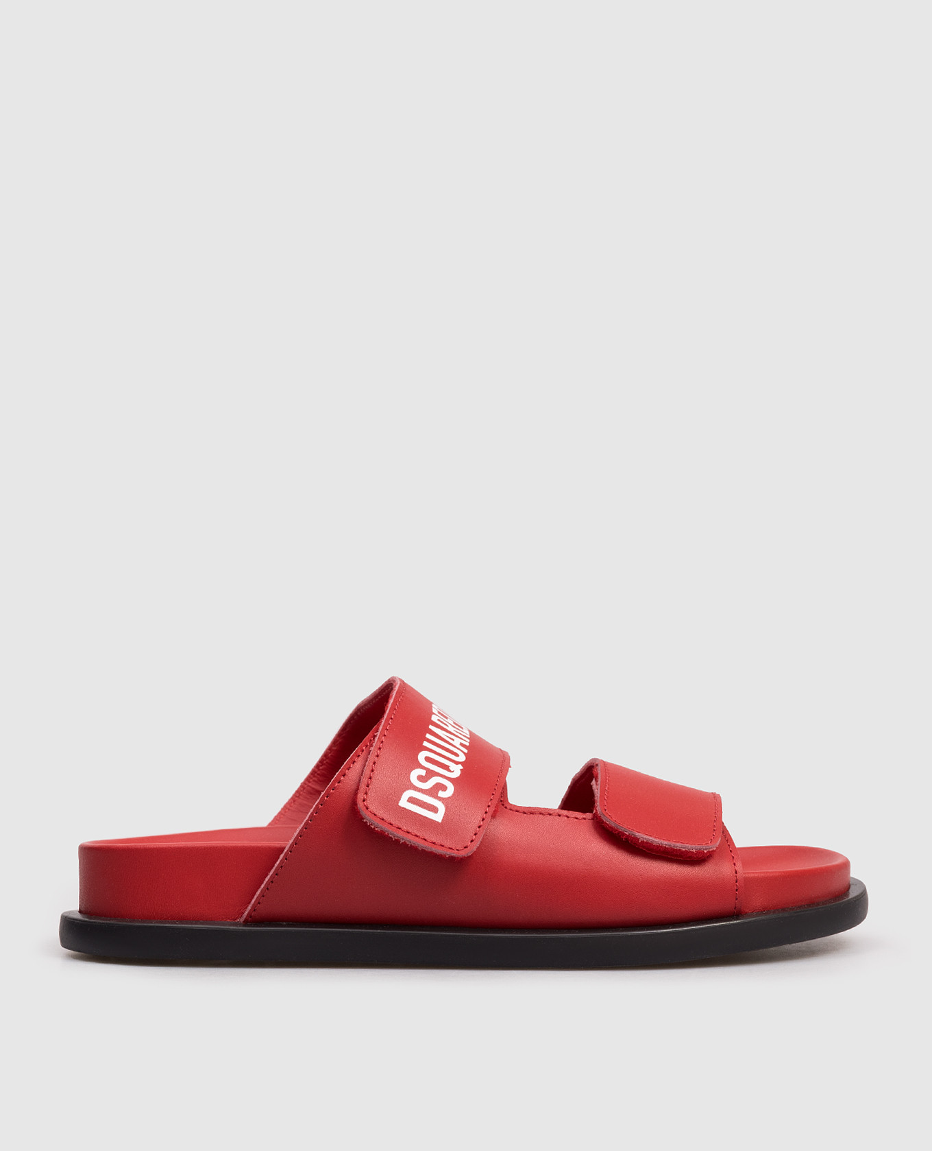 Children's red leather flip-flops with logo