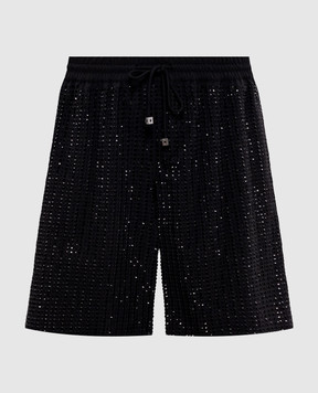 Venuja Black MALIBU beach shorts with crystals BX005A