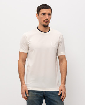 Dolce&Gabbana Ivory T-shirt with embroidered monogram logo G8SW4ZHU7WZ