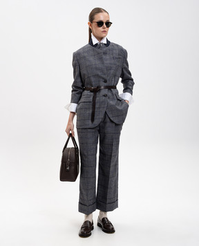 Brunello Cucinelli Gray wool checked pants MP522P9017