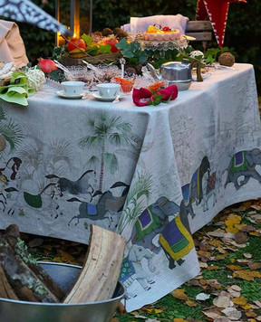 TESSITURA TOSCANA TELERIE Barnum Gray Linen Tablecloth NT170098080037
