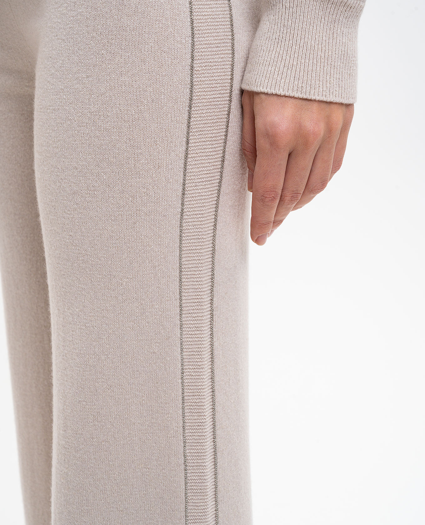 Beige wool, silk and cashmere sweatpants with monil chain Peserico 5