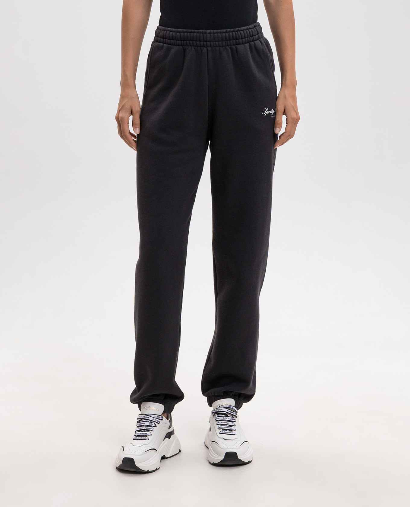 Black NY joggers with logo print Sporty & Rich 3