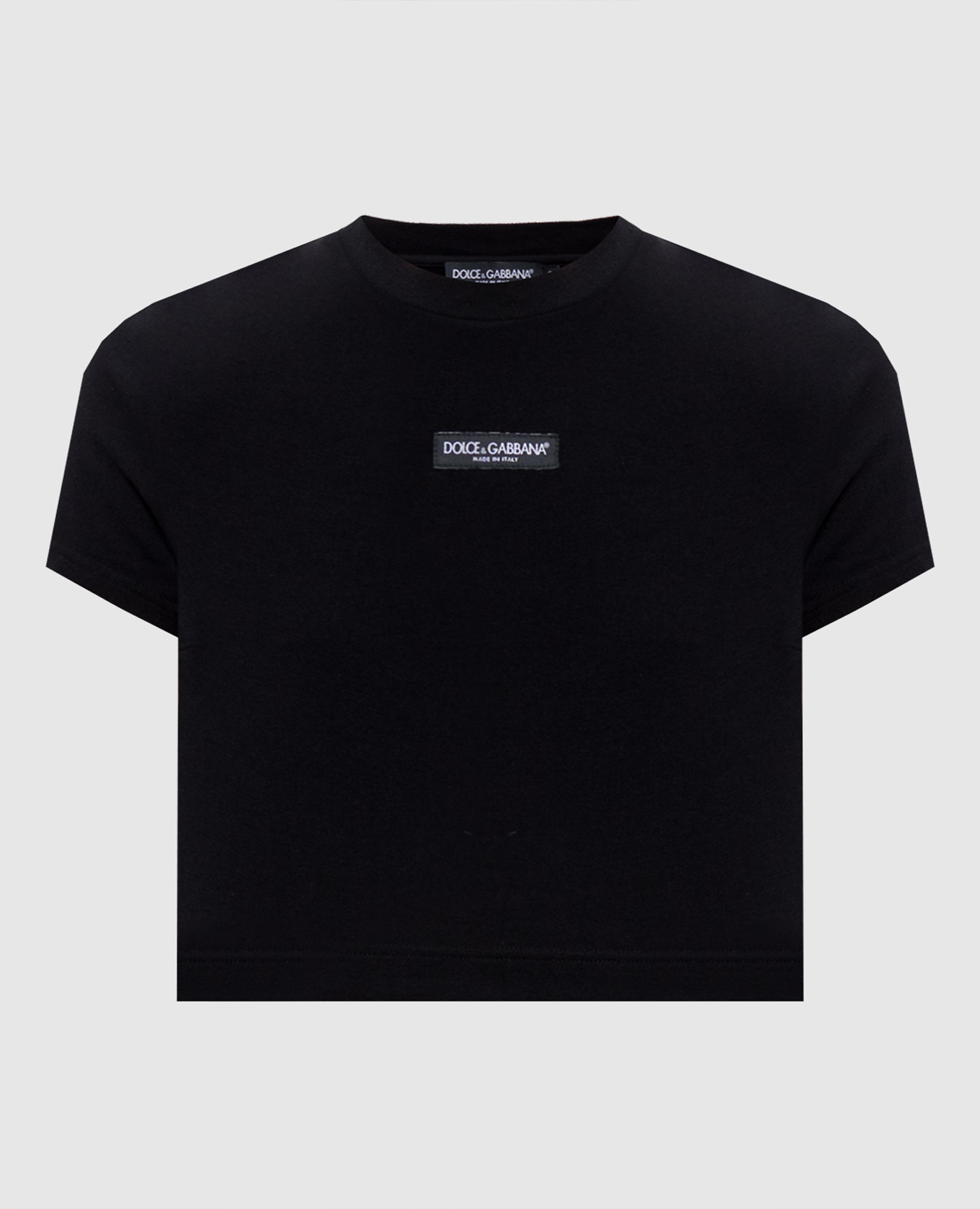 Black cropped T-shirt with logo patch