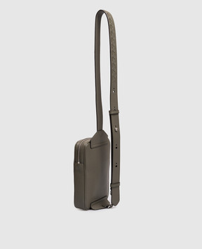 Serapian Khaki leather sling bag with logo SRCMOMML738715A042
