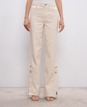 Twinset Beige jeans with logo patch 261TP211B