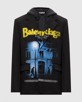 Balenciaga Black double-breasted wool blazer A001Y3TTT12