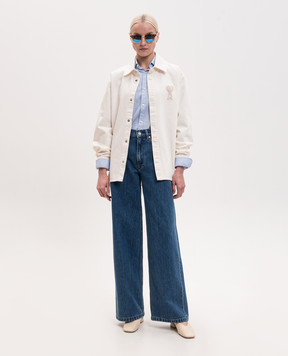 Ami Paris Ivory denim shirt with logo patch UJK897DE0126w