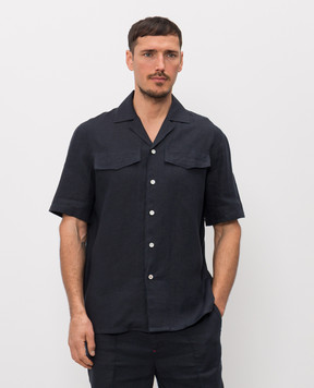 ISAIA Blue linen shirt CAM223P9110