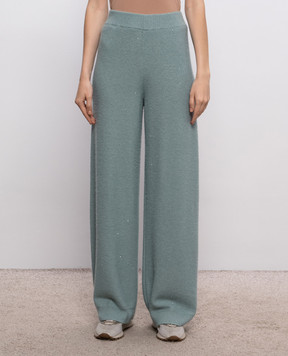 Fabiana Filippi Turquoise wool, silk and cashmere pants with sequins PAD216F391D296