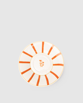 Geminiano Cozzi 1765 Striche Arancio e Oro White Porcelain Tea Cup Saucer TTCMI089053
