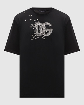 Dolce&Gabbana Black T-shirt with monogram print G8PN9TG7P9Z
