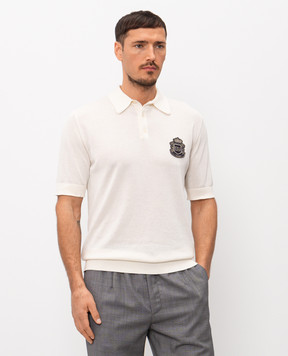 Dolce&Gabbana Ivory polo shirt with heraldic patch GXZ02ZJBCIU