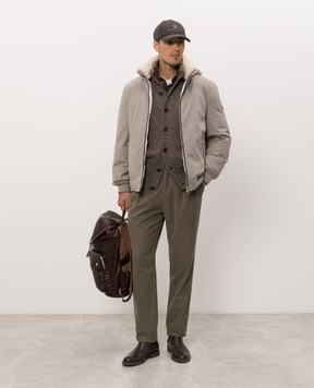 Brunello Cucinelli Brown cashmere and silk cardigan MET302106