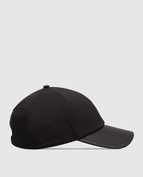 Stefano Ricci Black cap with leather peak MCV61NV15EPL001H