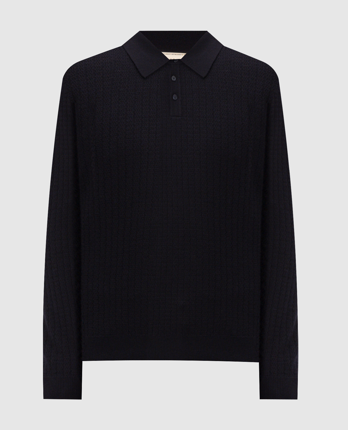 Blue wool polo shirt with pattern
