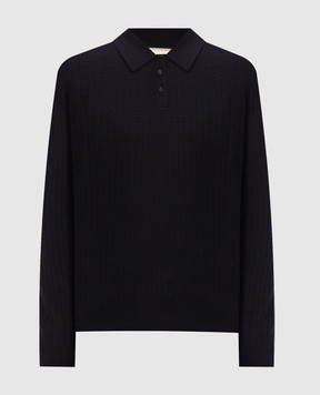 Trussardi Blue wool polo shirt with pattern M0148000112NMK646K36