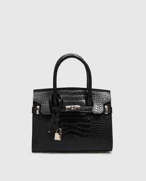 Gianni Notaro Black crocodile-embossed leather bag 414COCCONIKEL
