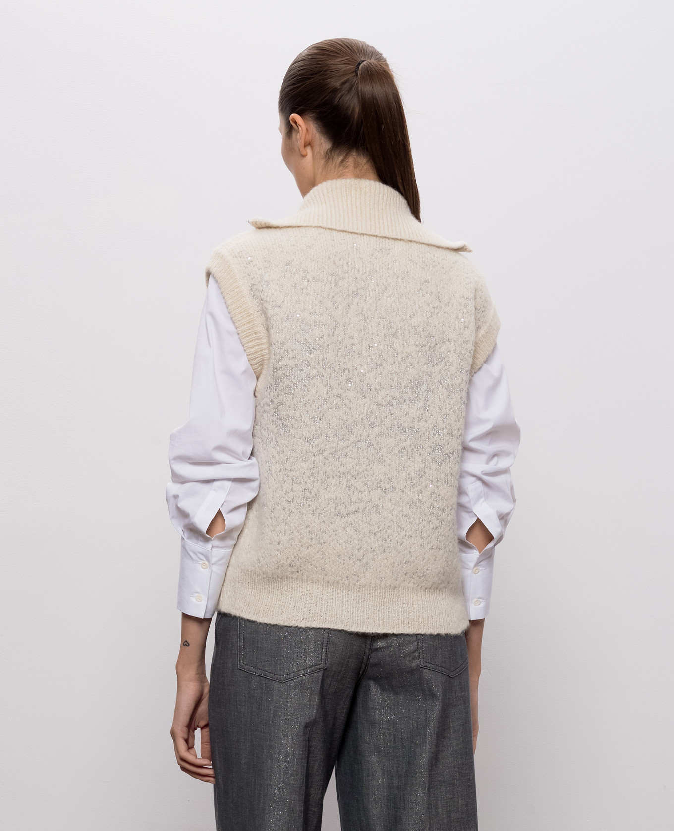Beige alpaca wool vest Peserico 4