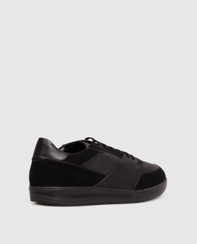 Stefano Ricci Black leather sneakers with monogram UG34G6706SDPMRW
