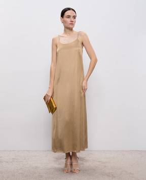 Peserico Brown midi dress with monil chain A0205906638
