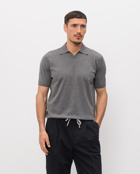Brunello Cucinelli Grey polo collar t-shirt M29800145