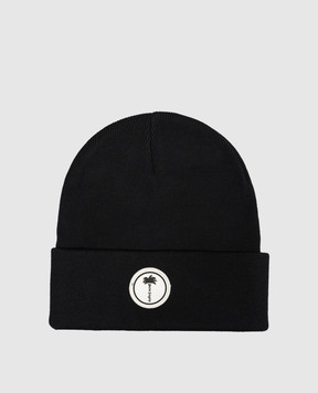 Palm Angels Black hat with logo patch PAMLC003KN008