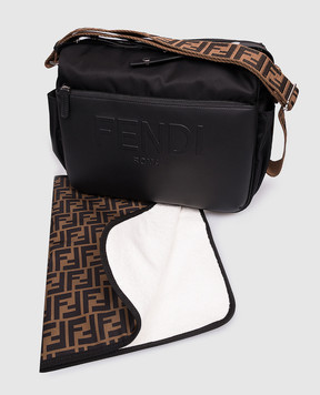 Fendi Black stroller organizer bag with textured logo 7VB014AI9U