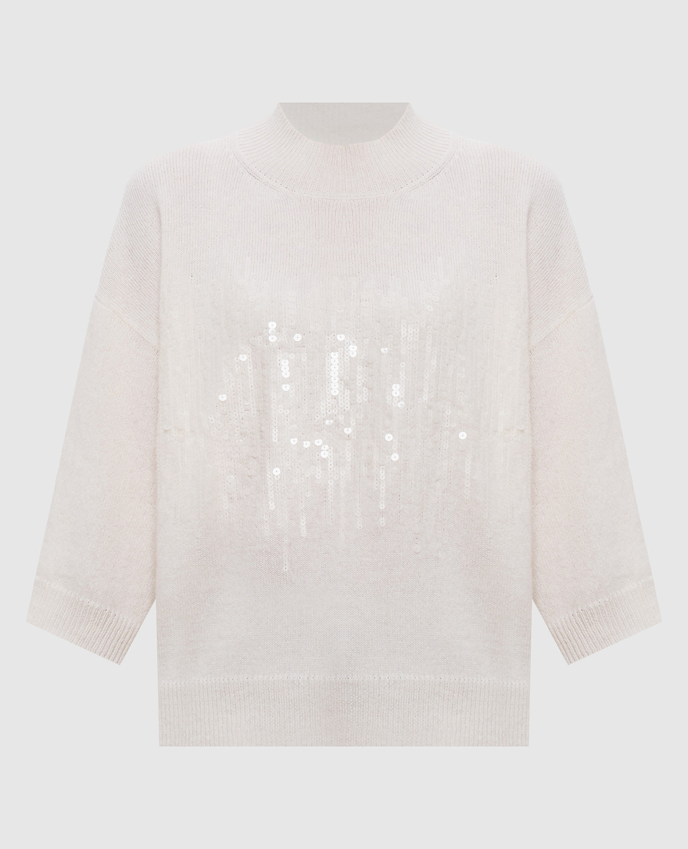 Ivory wool sweater with sequins