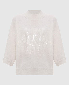 Peserico Ivory wool sweater with sequins A99834F07RL9100