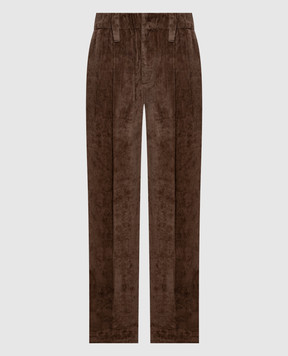 Brunello Cucinelli Brown corduroy pants with lapels MP547P9274